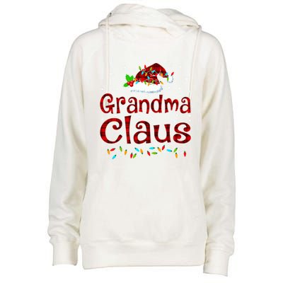 Grandma Claus Christmas Pajama Matching Family Xmas Lights Gift Womens Funnel Neck Pullover Hood