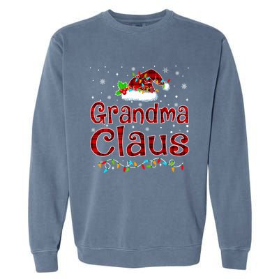 Grandma Claus Christmas Pajama Matching Family Xmas Lights Gift Garment-Dyed Sweatshirt