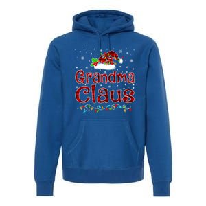 Grandma Claus Christmas Pajama Matching Family Xmas Lights Gift Premium Hoodie