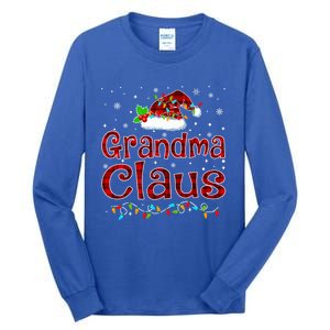 Grandma Claus Christmas Pajama Matching Family Xmas Lights Gift Tall Long Sleeve T-Shirt