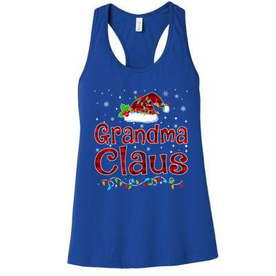 Grandma Claus Christmas Pajama Matching Family Xmas Lights Gift Women's Racerback Tank