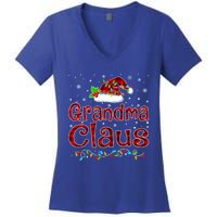 Grandma Claus Christmas Pajama Matching Family Xmas Lights Gift Women's V-Neck T-Shirt