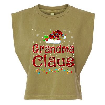 Grandma Claus Christmas Pajama Matching Family Xmas Lights Gift Garment-Dyed Women's Muscle Tee