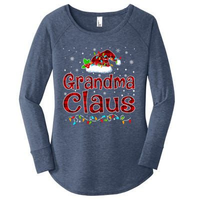 Grandma Claus Christmas Pajama Matching Family Xmas Lights Gift Women's Perfect Tri Tunic Long Sleeve Shirt