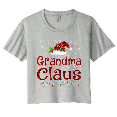 Grandma Claus Christmas Pajama Matching Family Xmas Lights Gift Women's Crop Top Tee