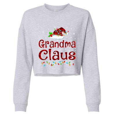 Grandma Claus Christmas Pajama Matching Family Xmas Lights Gift Cropped Pullover Crew