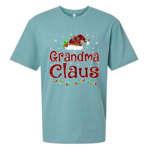 Grandma Claus Christmas Pajama Matching Family Xmas Lights Gift Sueded Cloud Jersey T-Shirt