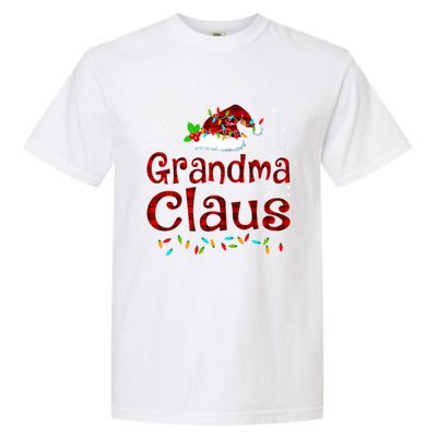 Grandma Claus Christmas Pajama Matching Family Xmas Lights Gift Garment-Dyed Heavyweight T-Shirt