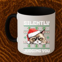 Grumpy Christmas Cat Ugly Silently Judging You Cat Gift Coffee Mug