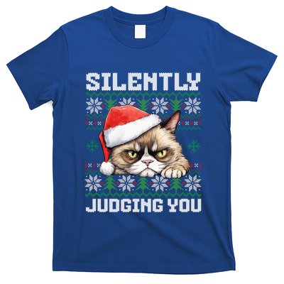 Grumpy Christmas Cat Ugly Silently Judging You Cat Gift T-Shirt