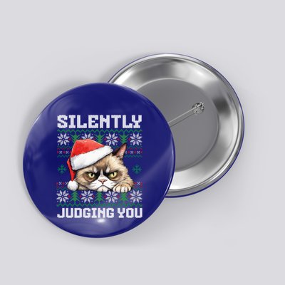 Grumpy Christmas Cat Ugly Silently Judging You Cat Gift Button