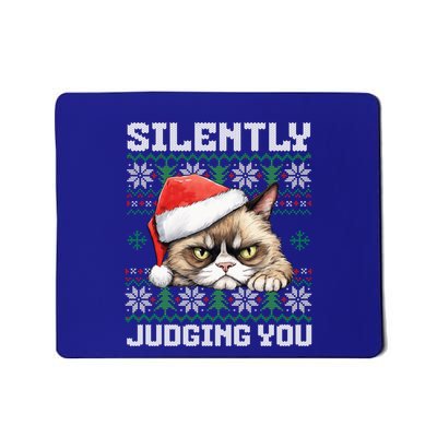 Grumpy Christmas Cat Ugly Silently Judging You Cat Gift Mousepad