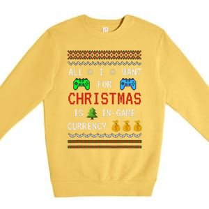 Game Currency Christmas Holiday Video Game Funny Premium Crewneck Sweatshirt