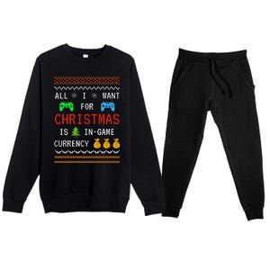 Game Currency Christmas Holiday Video Game Funny Premium Crewneck Sweatsuit Set