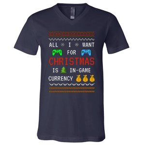 Game Currency Christmas Holiday Video Game Funny V-Neck T-Shirt