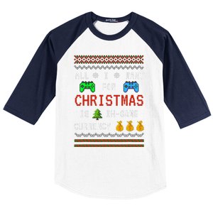 Game Currency Christmas Holiday Video Game Funny Baseball Sleeve Shirt