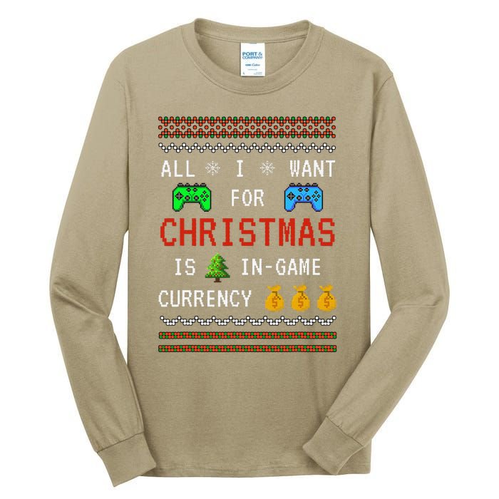 Game Currency Christmas Holiday Video Game Funny Tall Long Sleeve T-Shirt