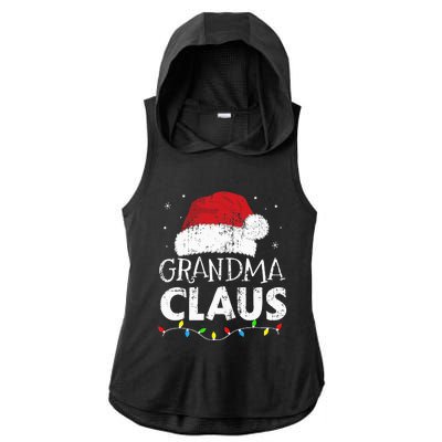 Grandma claus christmas lights matching family xmas pajama Ladies PosiCharge Tri-Blend Wicking Draft Hoodie Tank