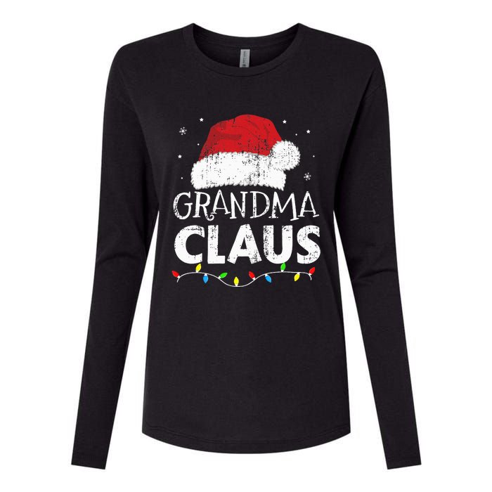 Grandma claus christmas lights matching family xmas pajama Womens Cotton Relaxed Long Sleeve T-Shirt