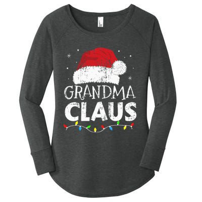 Grandma claus christmas lights matching family xmas pajama Women's Perfect Tri Tunic Long Sleeve Shirt