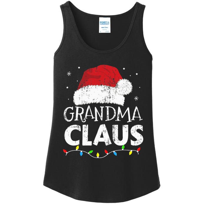 Grandma claus christmas lights matching family xmas pajama Ladies Essential Tank