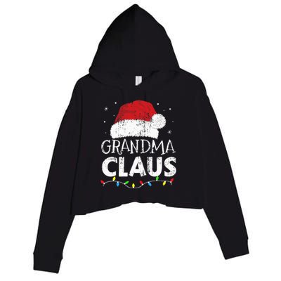 Grandma claus christmas lights matching family xmas pajama Crop Fleece Hoodie