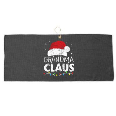 Grandma claus christmas lights matching family xmas pajama Large Microfiber Waffle Golf Towel