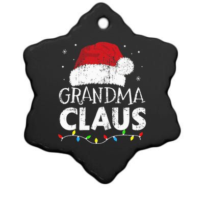 Grandma claus christmas lights matching family xmas pajama Ceramic Star Ornament