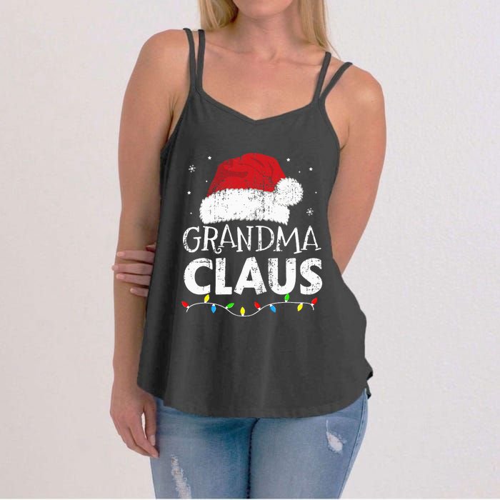 Grandma claus christmas lights matching family xmas pajama Women's Strappy Tank