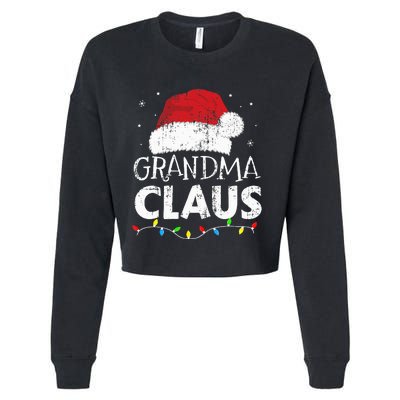 Grandma claus christmas lights matching family xmas pajama Cropped Pullover Crew