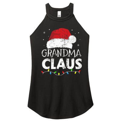 Grandma claus christmas lights matching family xmas pajama Women's Perfect Tri Rocker Tank