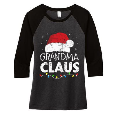 Grandma claus christmas lights matching family xmas pajama Women's Tri-Blend 3/4-Sleeve Raglan Shirt