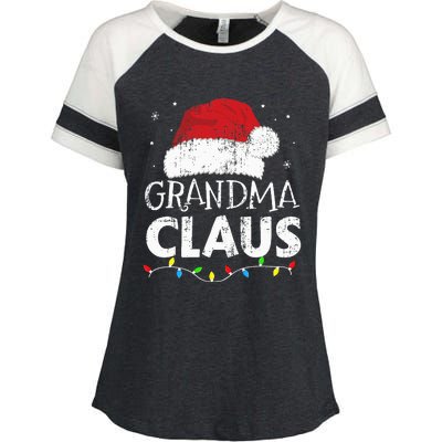 Grandma claus christmas lights matching family xmas pajama Enza Ladies Jersey Colorblock Tee