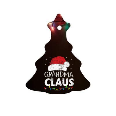 Grandma claus christmas lights matching family xmas pajama Ceramic Tree Ornament