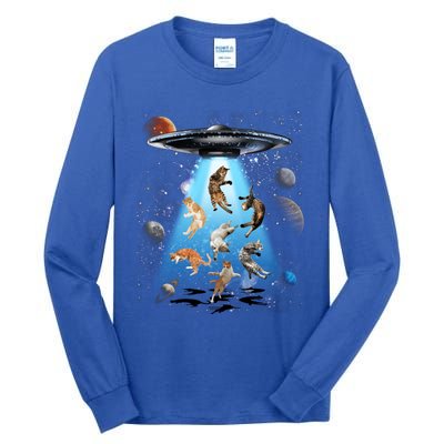 Galaxy Cat Cat Ufo Funny Cat Cat Graphic Cat Owner Gift Tall Long Sleeve T-Shirt