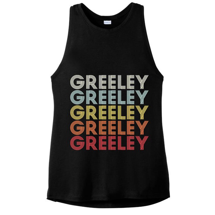 Greeley Colorado CO Varsity Style White Text Ladies PosiCharge Tri-Blend Wicking Tank