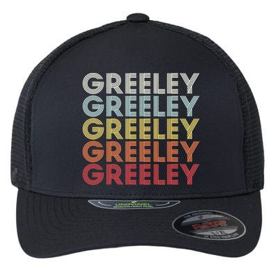 Greeley Colorado CO Varsity Style White Text Flexfit Unipanel Trucker Cap