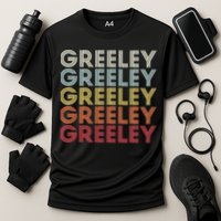 Greeley Colorado CO Varsity Style White Text Cooling Performance Crew T-Shirt
