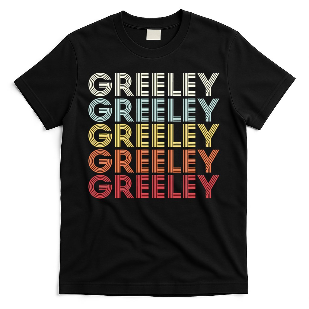 Greeley Colorado CO Varsity Style White Text T-Shirt
