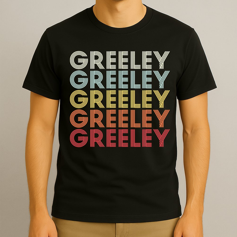 Greeley Colorado CO Varsity Style White Text T-Shirt