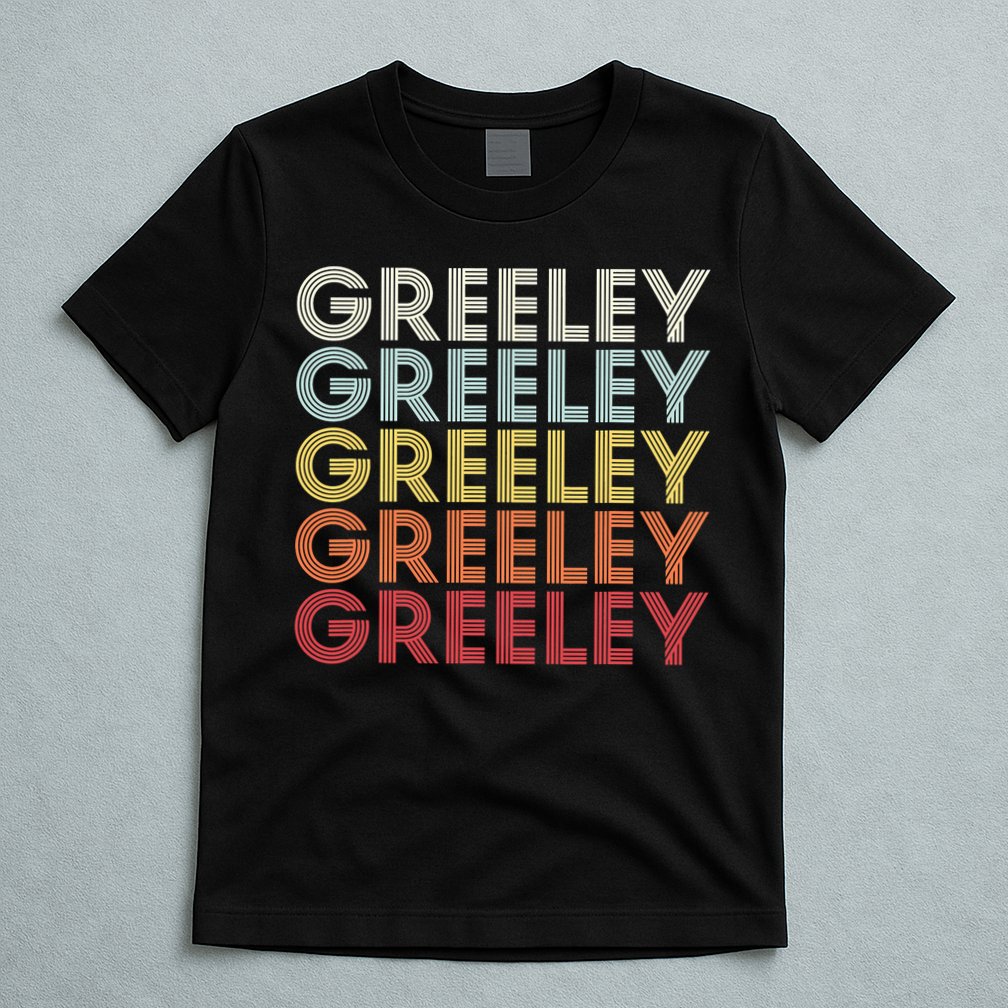 Greeley Colorado CO Varsity Style White Text T-Shirt
