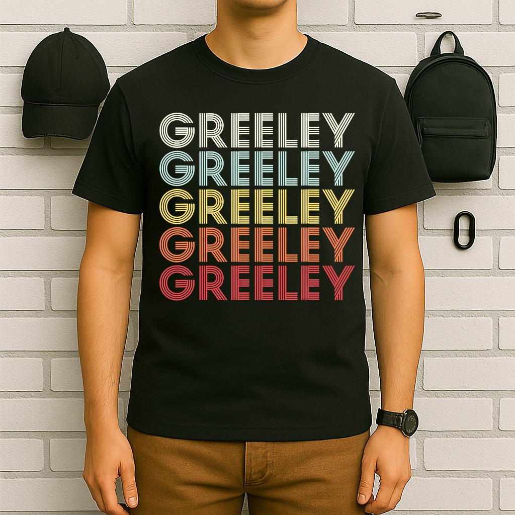 Greeley Colorado CO Varsity Style White Text T-Shirt