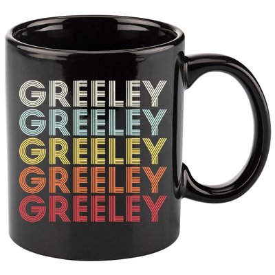 Greeley Colorado CO Varsity Style White Text 11oz C Handle Ceramic Mug