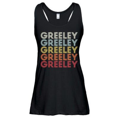 Greeley Colorado CO Varsity Style White Text Ladies Essential Flowy Tank