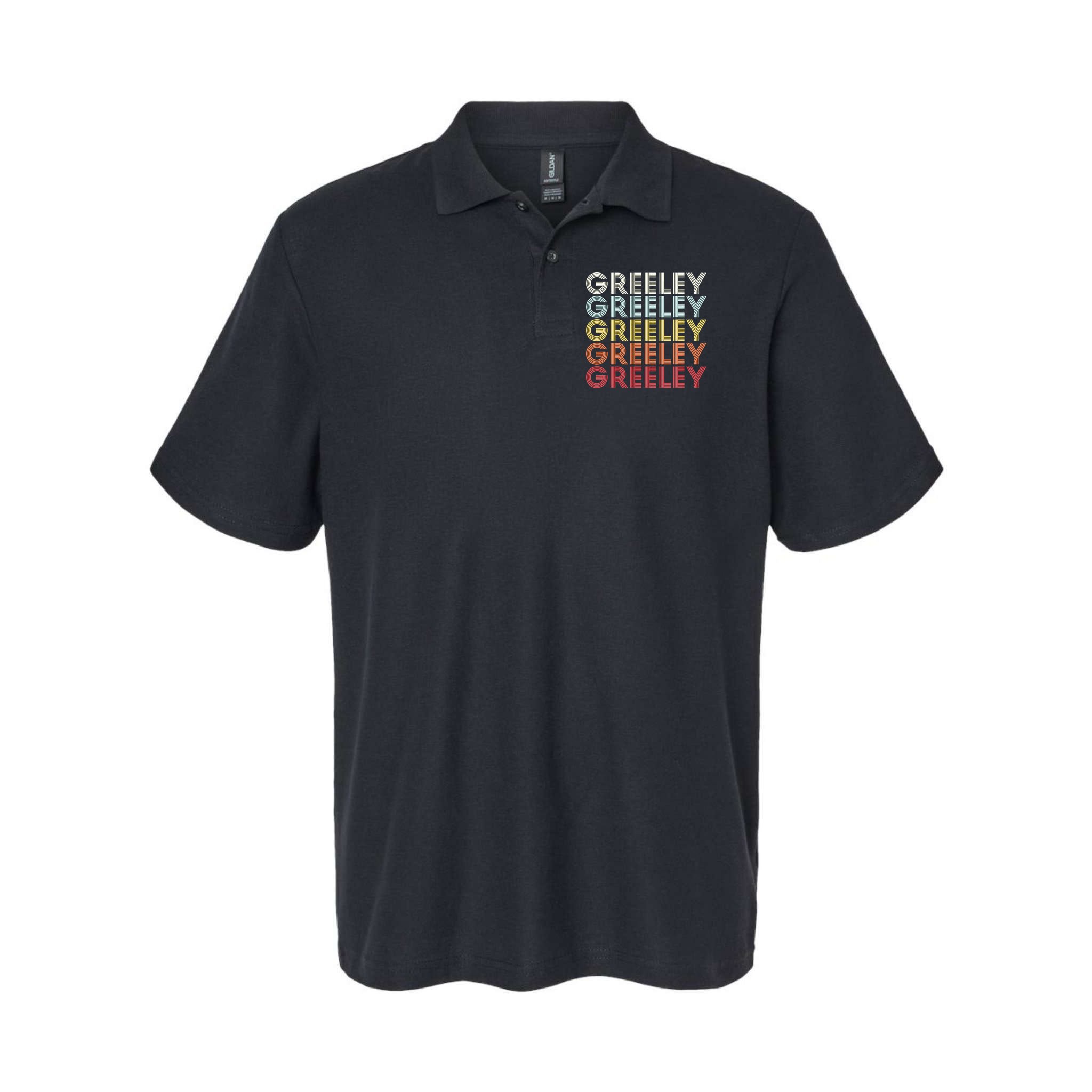 Greeley Colorado CO Varsity Style White Text Polo