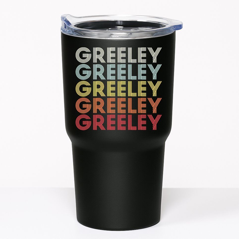 Greeley Colorado CO Varsity Style White Text Tumbler