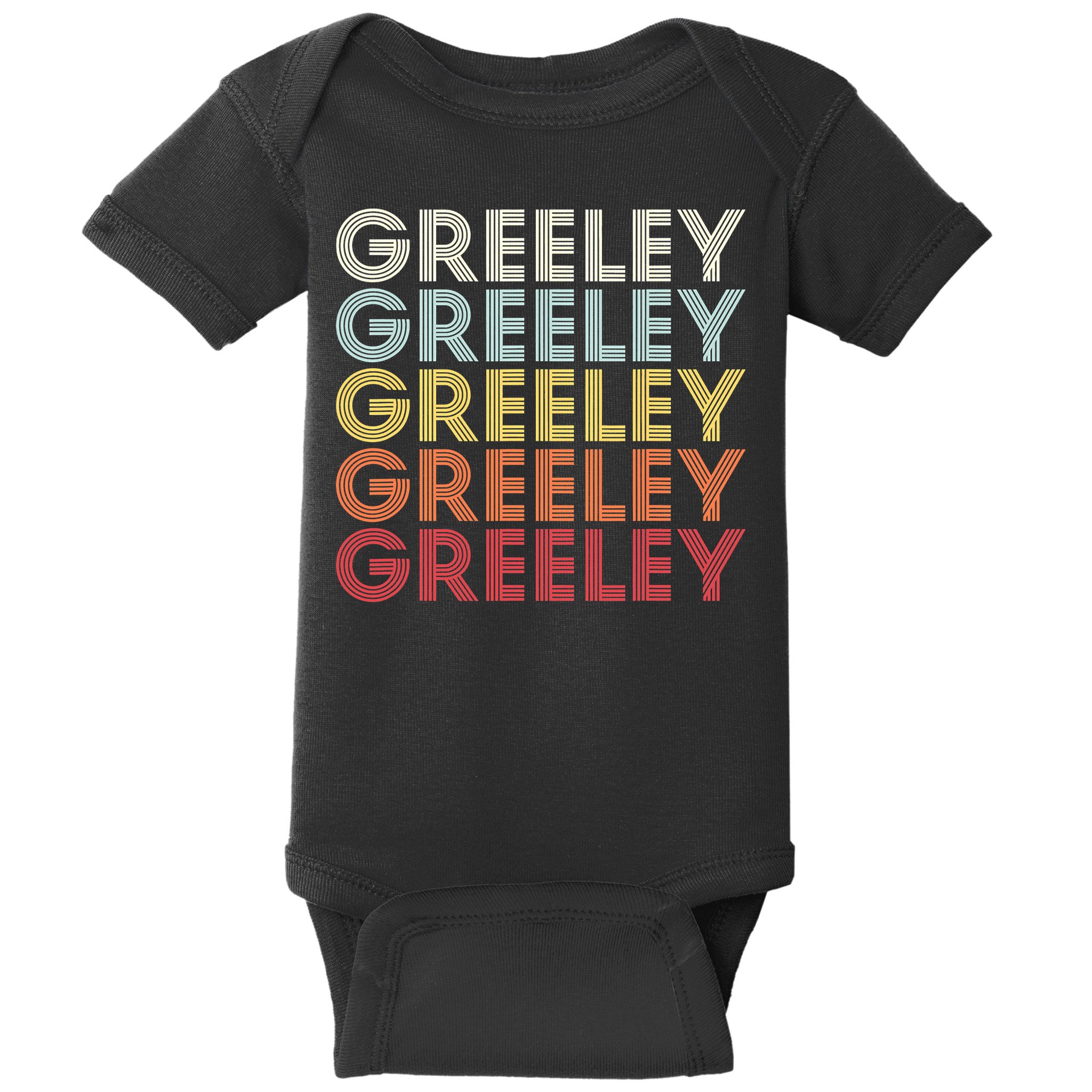 Greeley Colorado CO Varsity Style White Text Baby Bodysuit