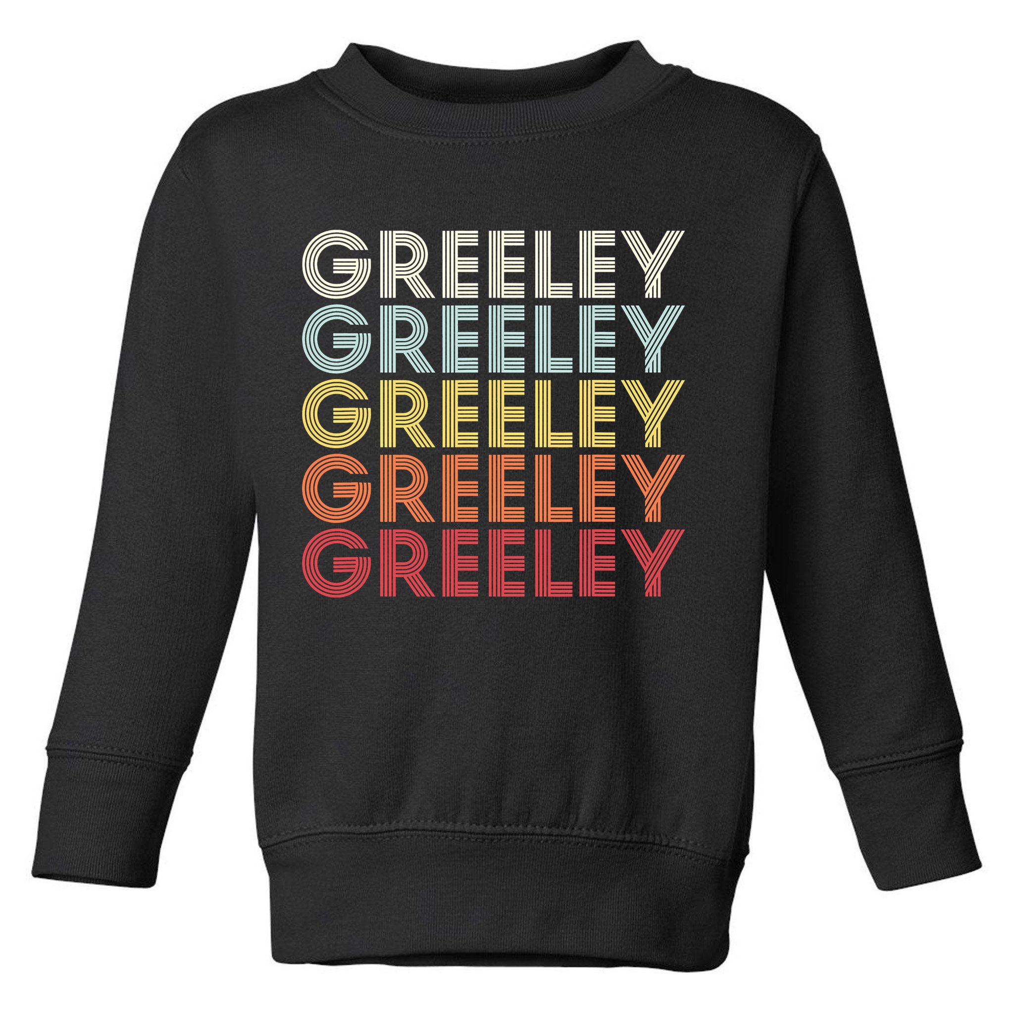 Greeley Colorado CO Varsity Style White Text Toddler Sweatshirt