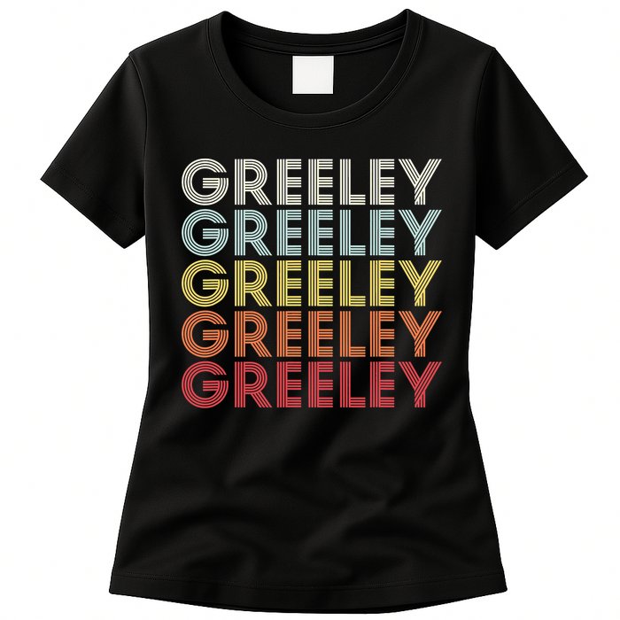 Greeley Colorado CO Varsity Style White Text Womens T-Shirt