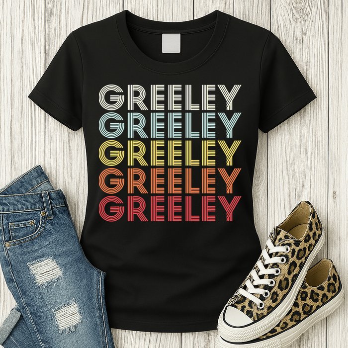 Greeley Colorado CO Varsity Style White Text Womens T-Shirt
